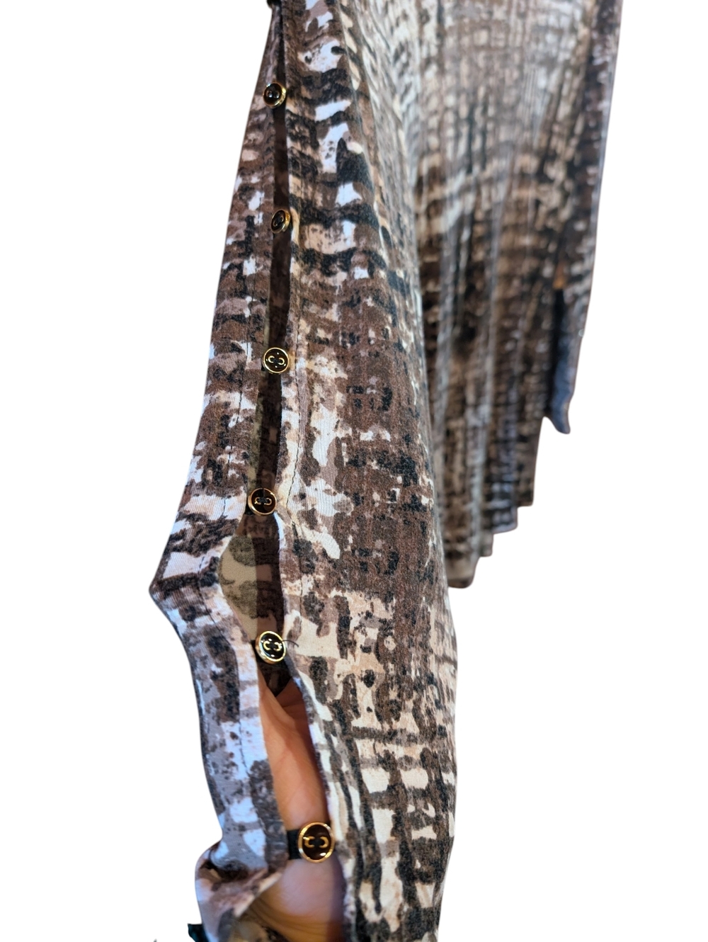 2/22$ Women’s Brown Patterned Boatneck Top - Picture 3 of 3